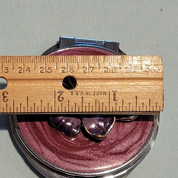 Vintage Enameled  Flower Compact Mirror - Picture 6 of 8